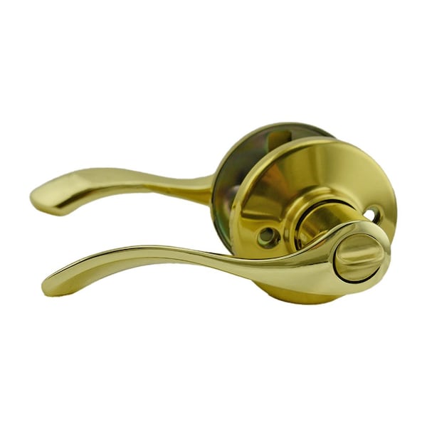 Balboa Lever Privacy Door Lock with New Chassis and 6AL Latch and RCS Strike Bright Brass Finish